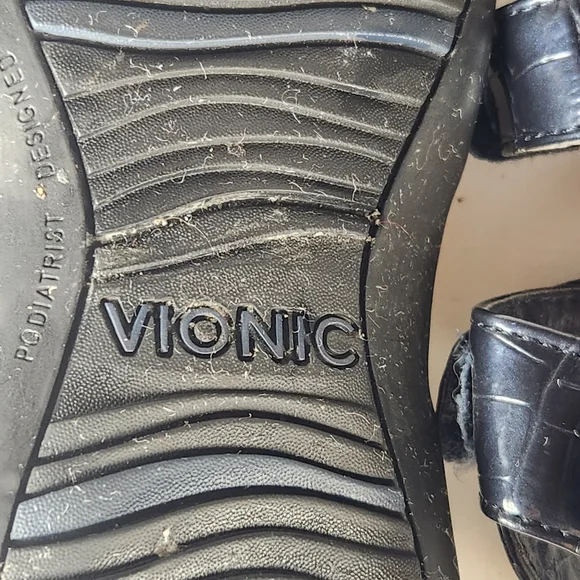 VIONIC Women's Amber Sandal 39 / 7 Blue Leather Strappy Comfort Orthotic Shoes - Picture 9 of 11